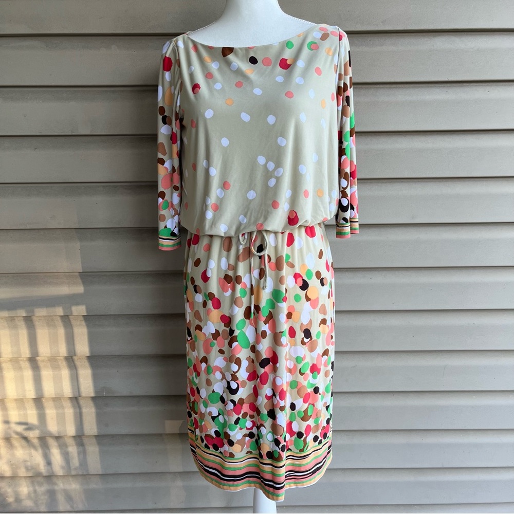 •Shelby & Palmer• Multicolor Polka Dot Blouson Dress - Size 12